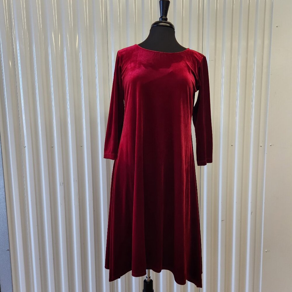 Staples Burgundy/Wine Velveteen Fit and Flare Dress